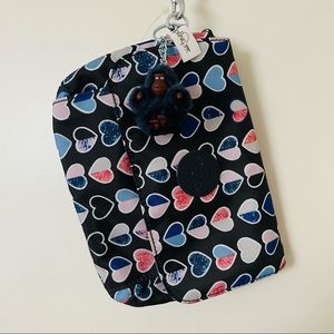 KIPLING Navy Merry Hearts Selene Clutch Wristlet Bag